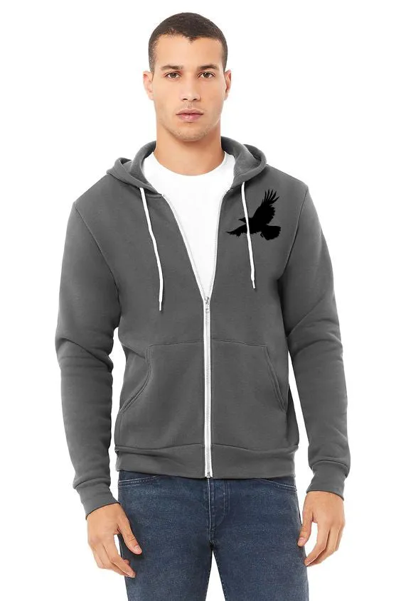 Celestial Raven Ultra Soft Zip-Up Hoodie - Unisex Asphalt
