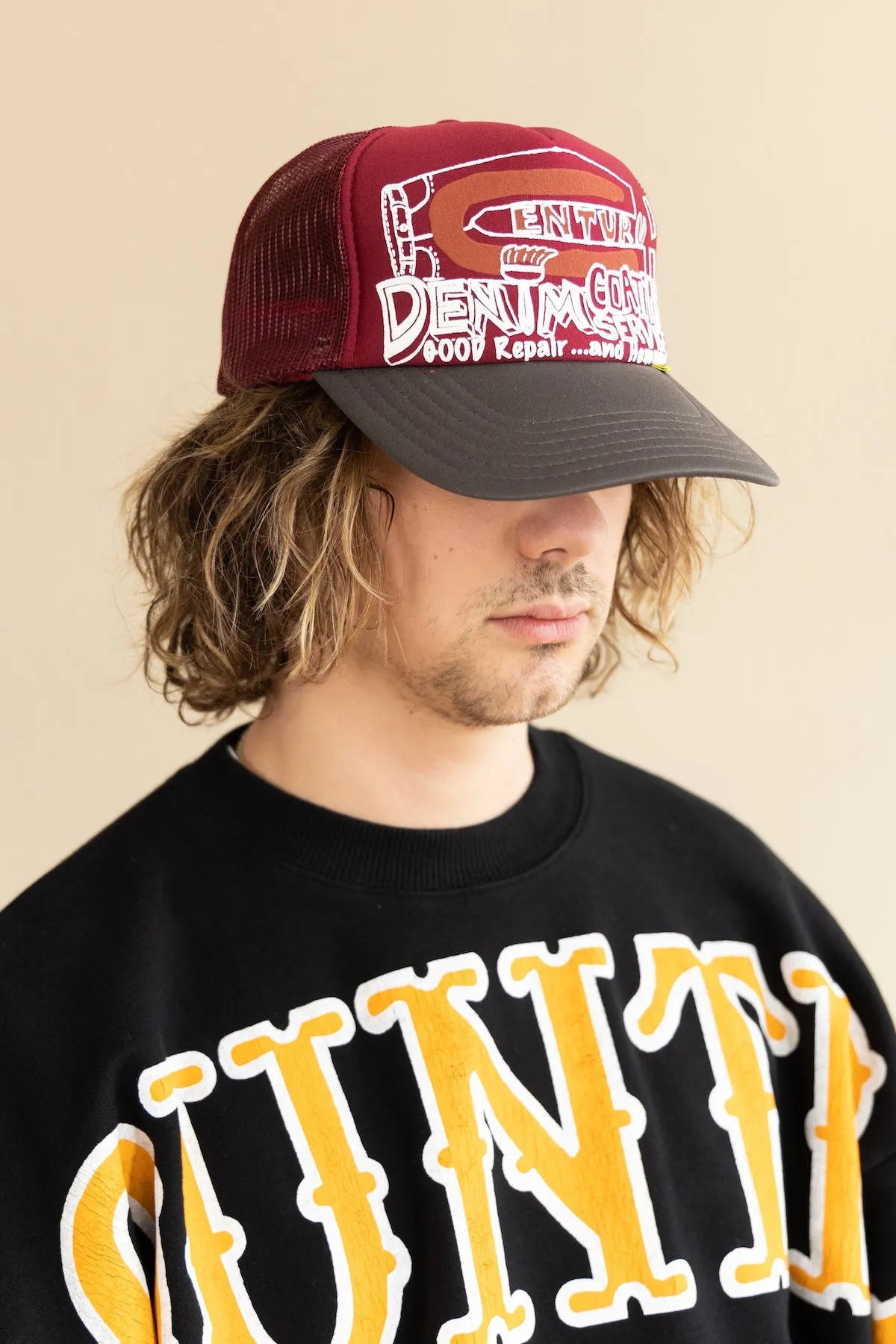 CENTURY DENIM COATING SERVICE Truck Cap - Burgundy/Charcoal