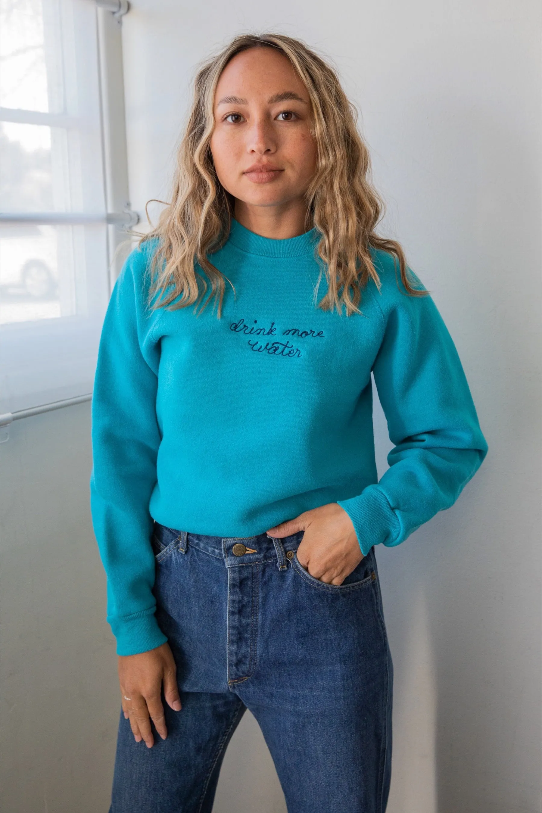Ceremony Chainstitch X Prism Aqua Drink More Water Sweatshirt