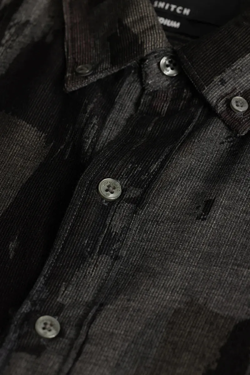 Cesare Black Abstract Corduroy Shirt