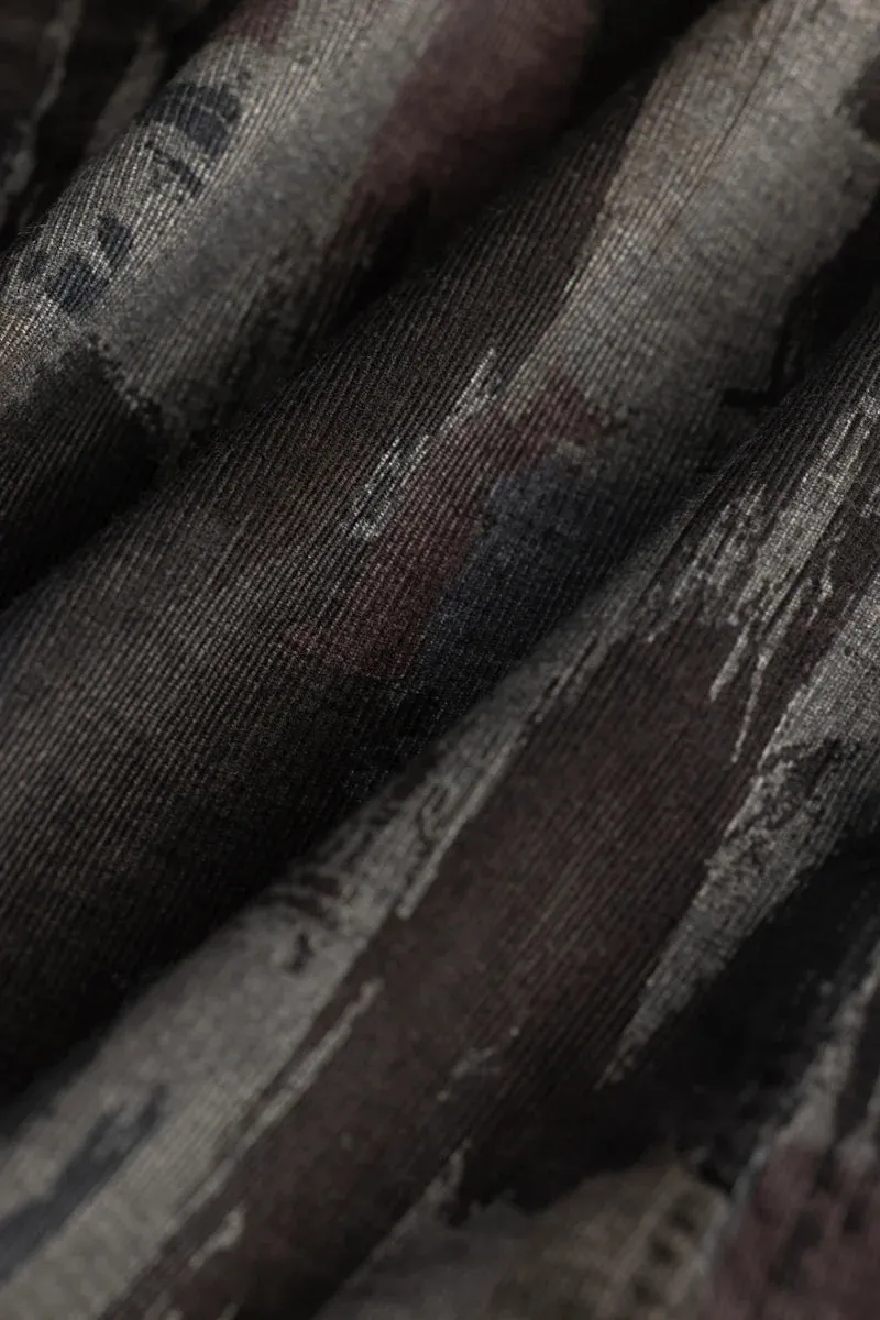 Cesare Black Abstract Corduroy Shirt