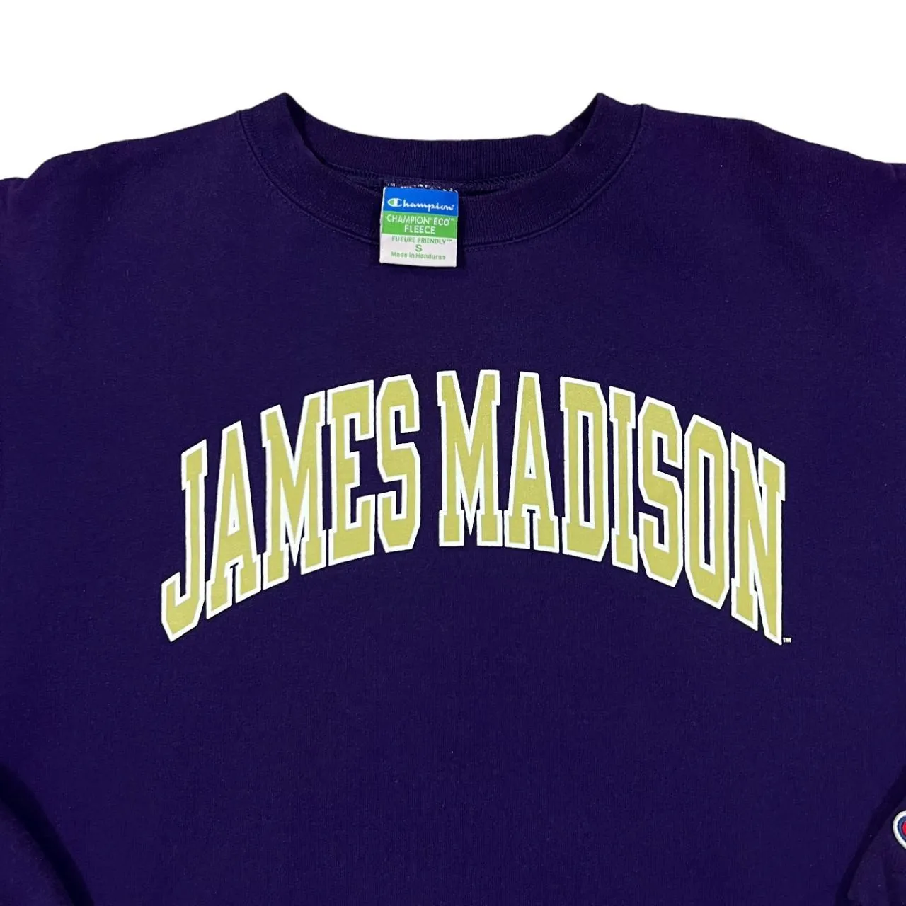 Champion JAMES MADISON College Logo Spellout Graphic Crewneck Sweatshirt