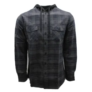 Charcoal and Navy Hooded Flannel