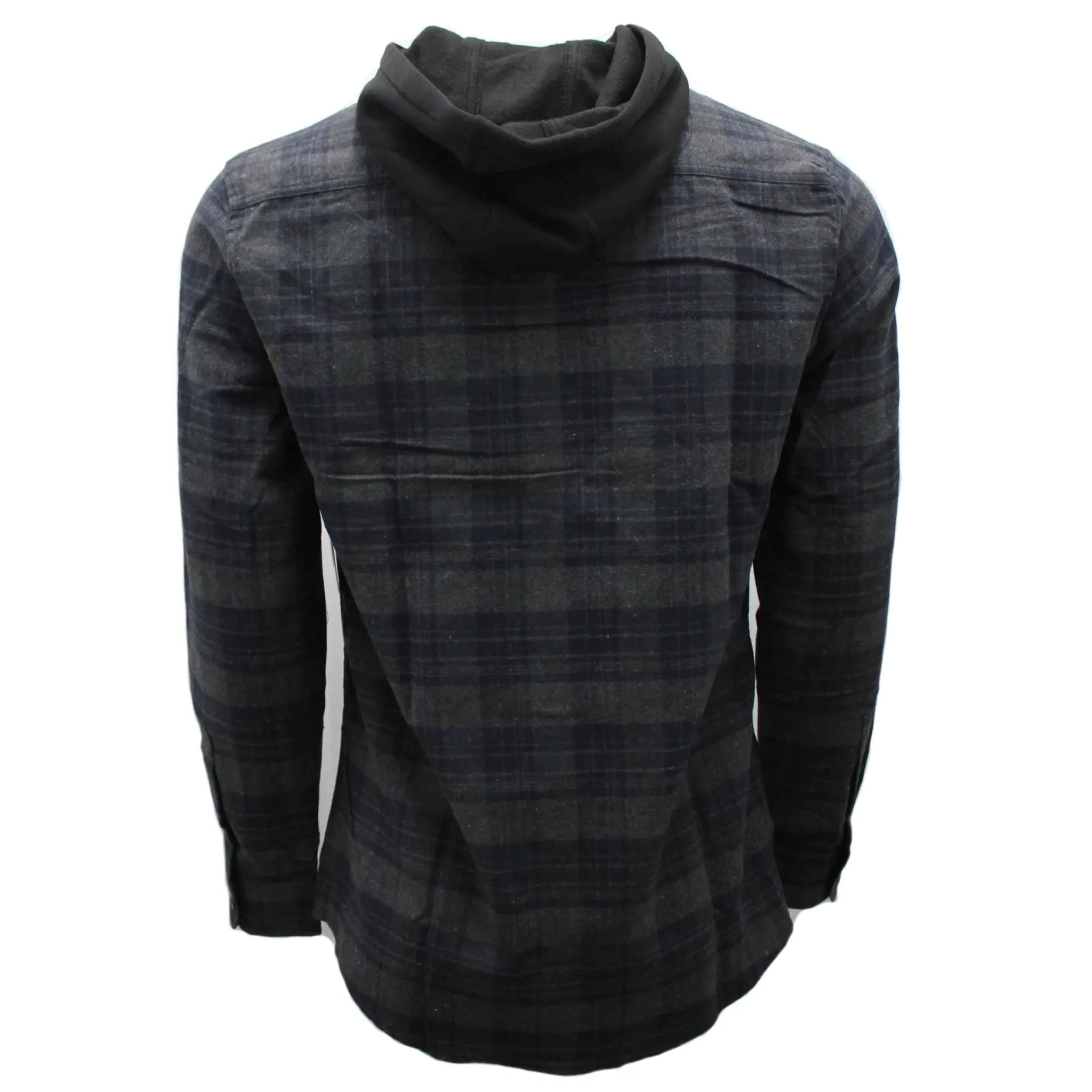 Charcoal and Navy Hooded Flannel