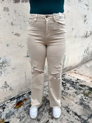 Charlene High Waisted Garment Dyed Destroy 90's Straight