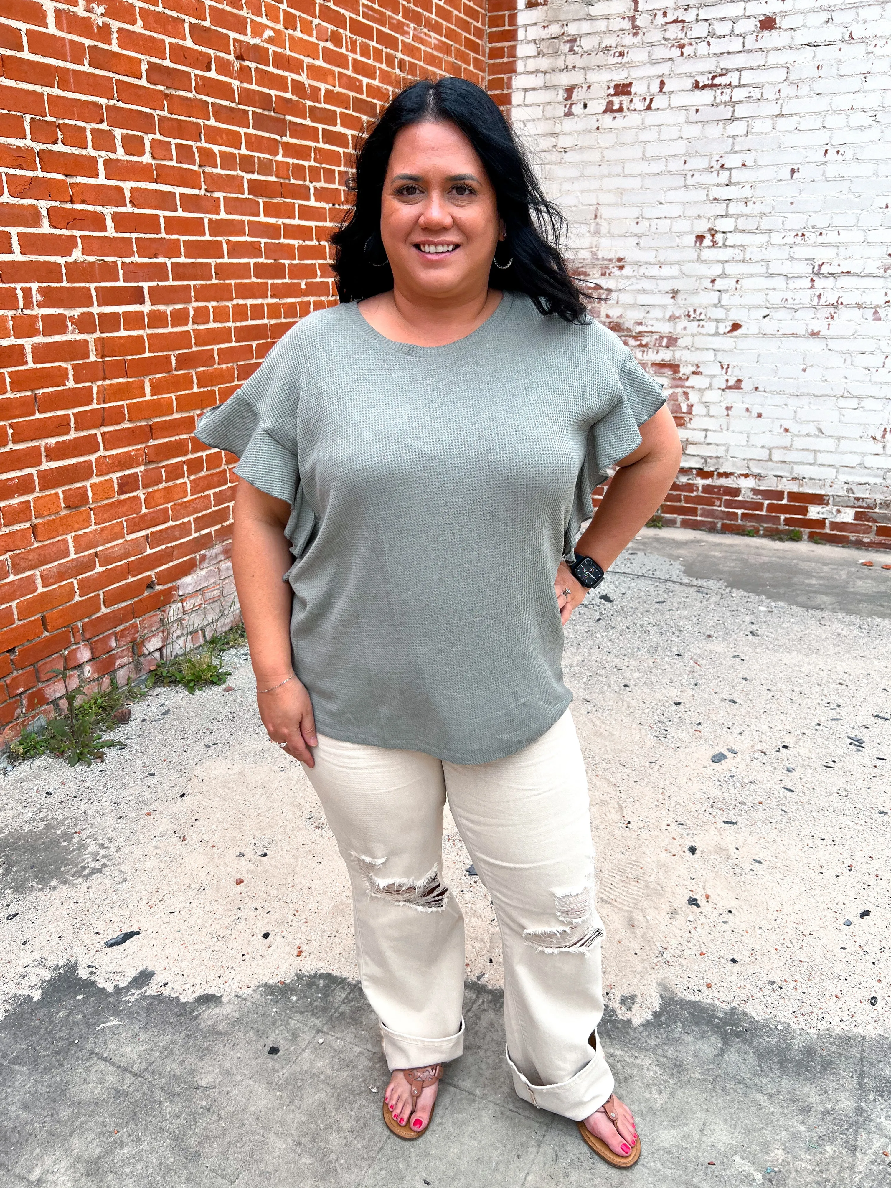 Charlene High Waisted Garment Dyed Destroy 90's Straight