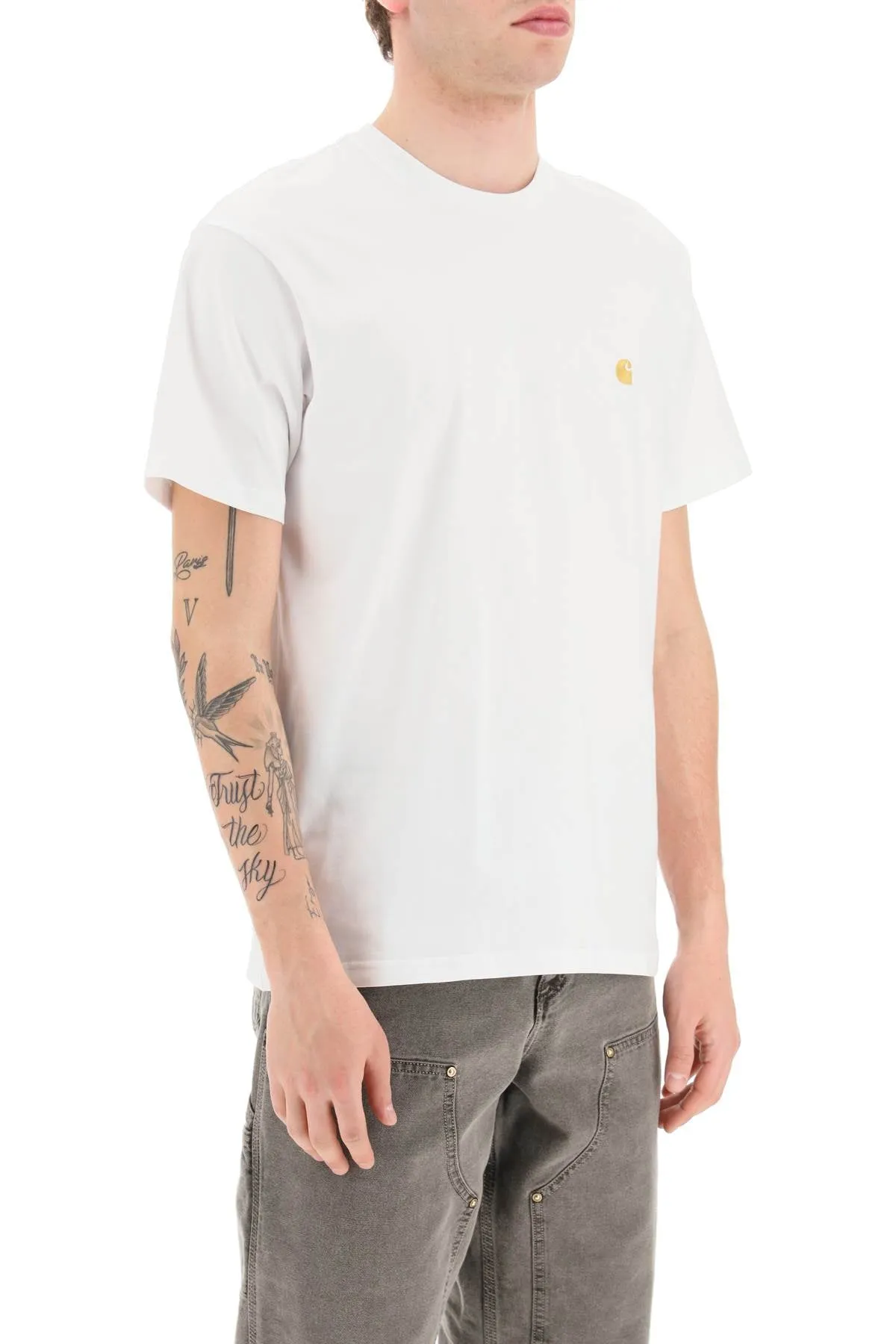 chase oversized t-shirt I026391 WHITE / GOLD
