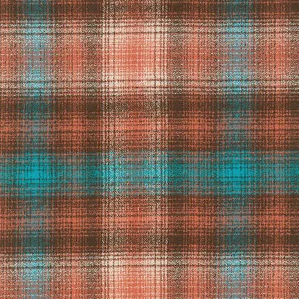 Cherrywood/Turquoise Plaid | Mammoth Flannel | Robert Kaufman