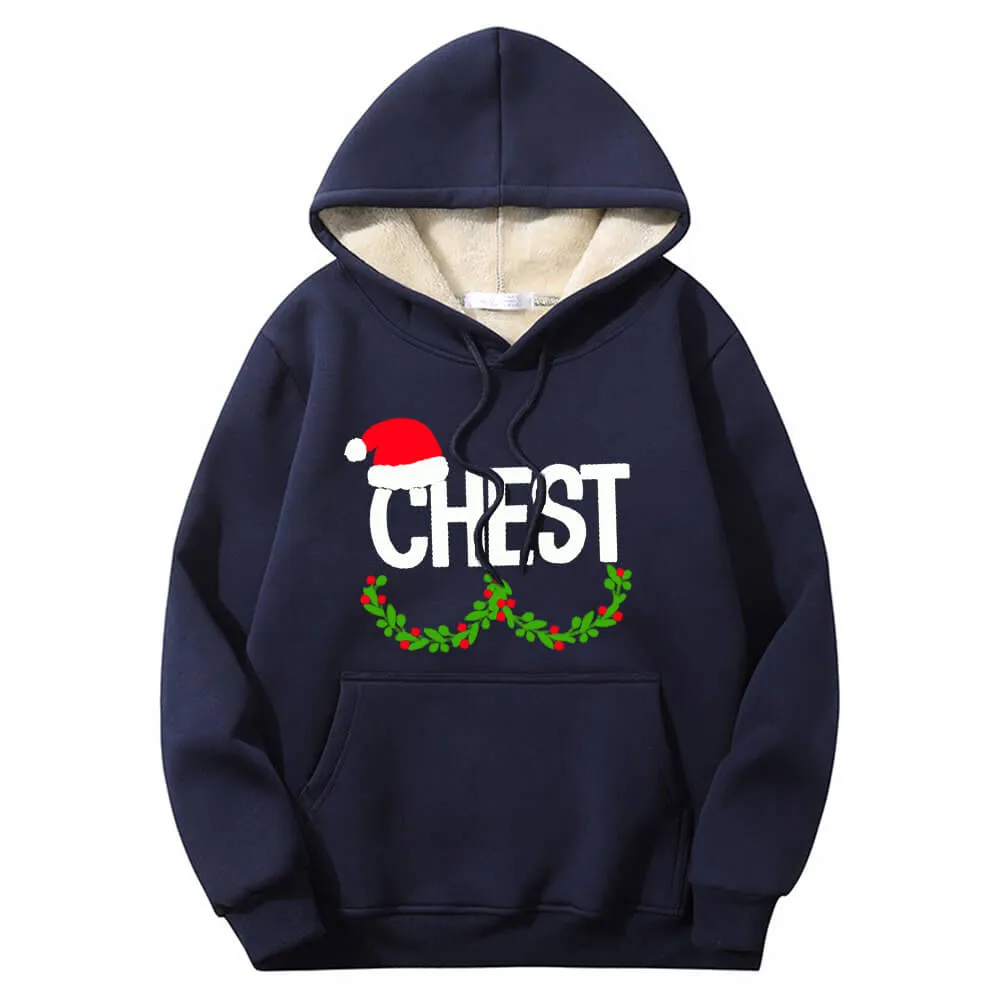 Chest And Nuts Fleece Sherpa Christmas Couple Hoodie