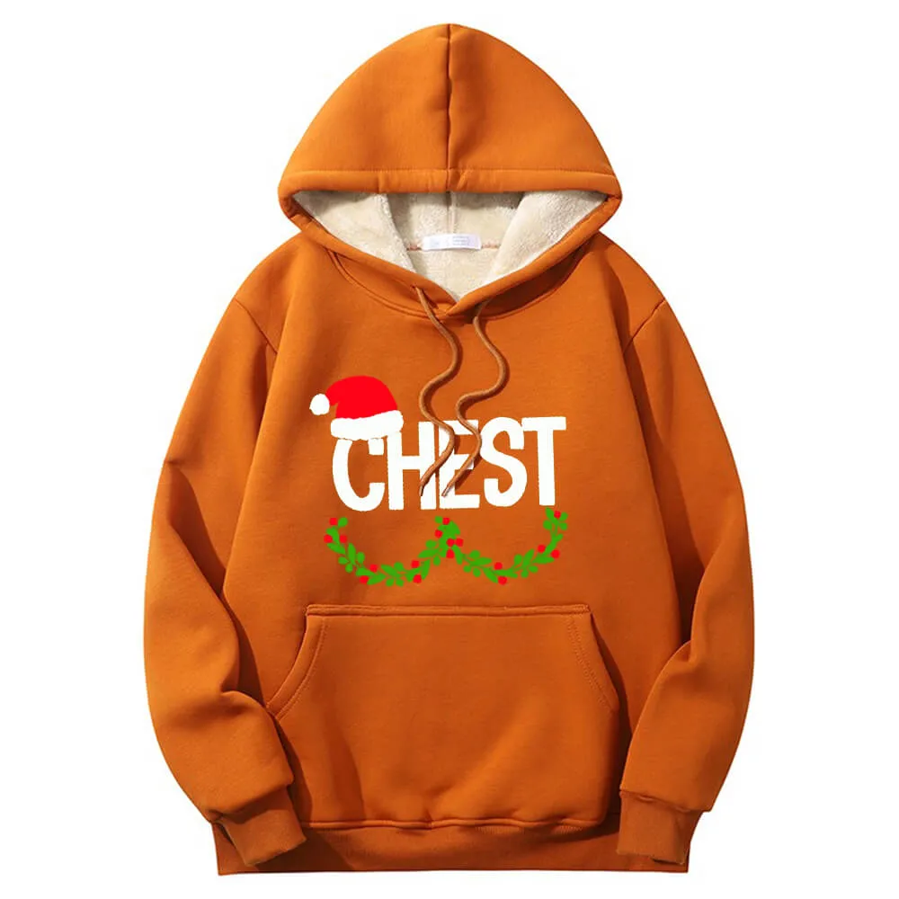 Chest And Nuts Fleece Sherpa Christmas Couple Hoodie