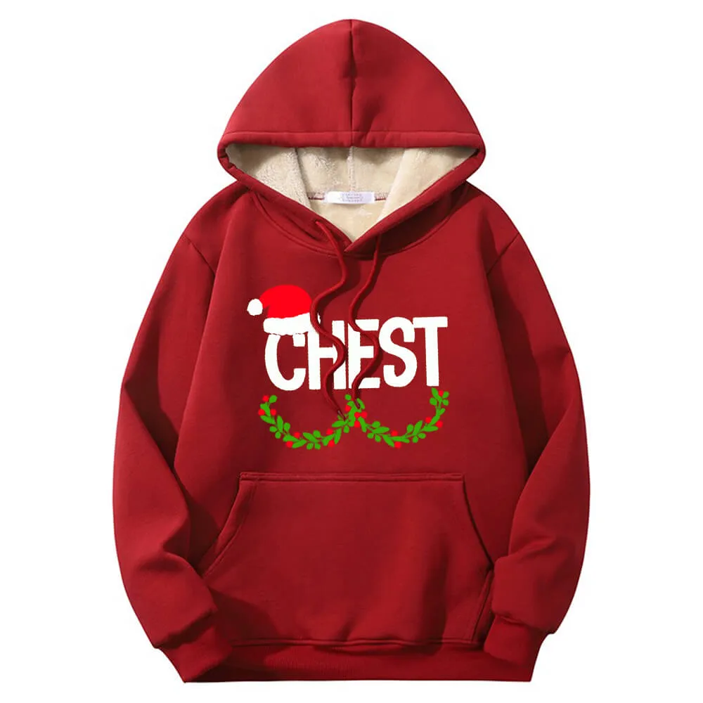Chest And Nuts Fleece Sherpa Christmas Couple Hoodie