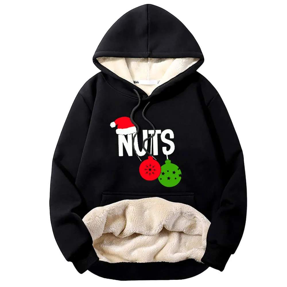 Chest And Nuts Fleece Sherpa Christmas Couple Hoodie