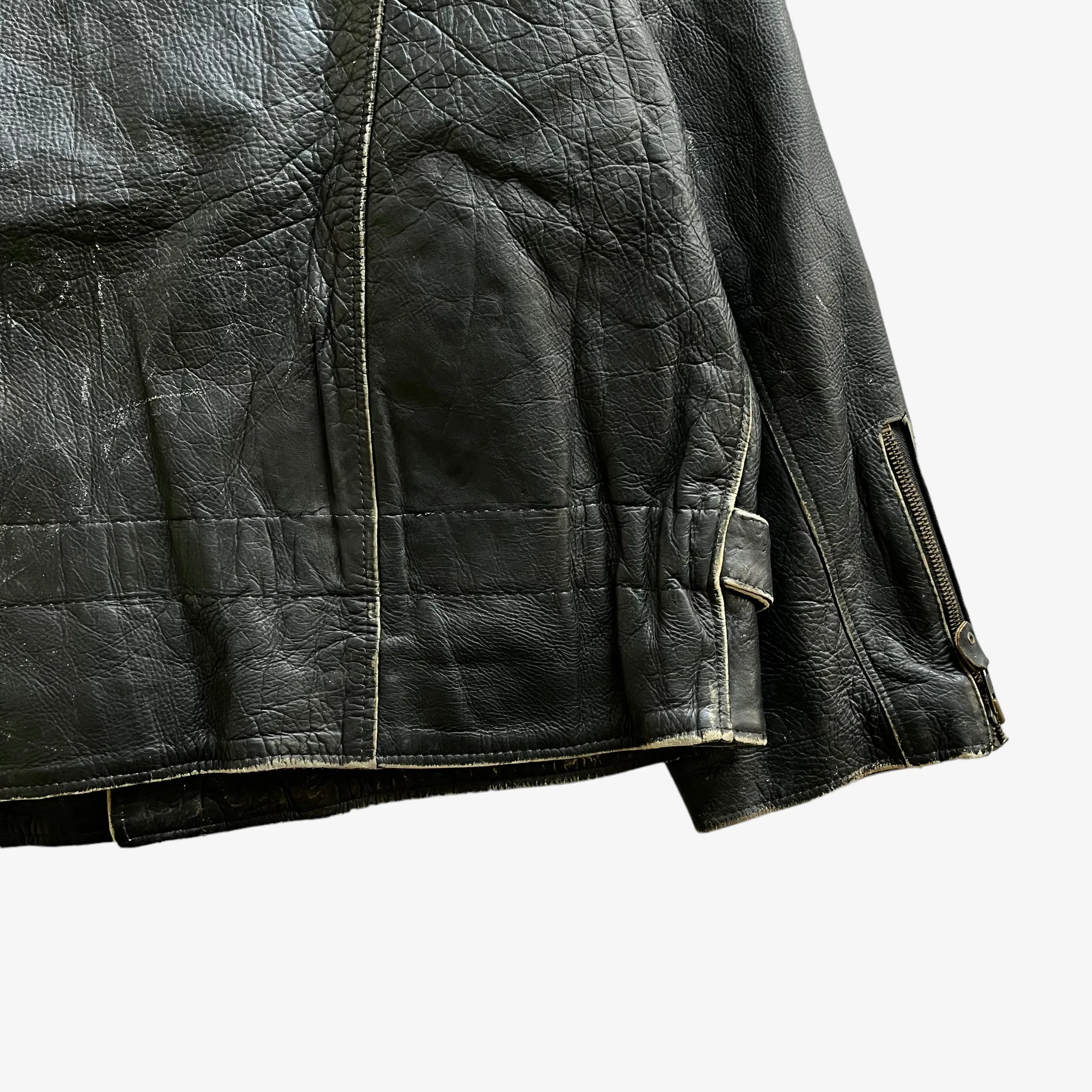 Chewan Leather Biker Jacket With Back Embroidered Spell Out
