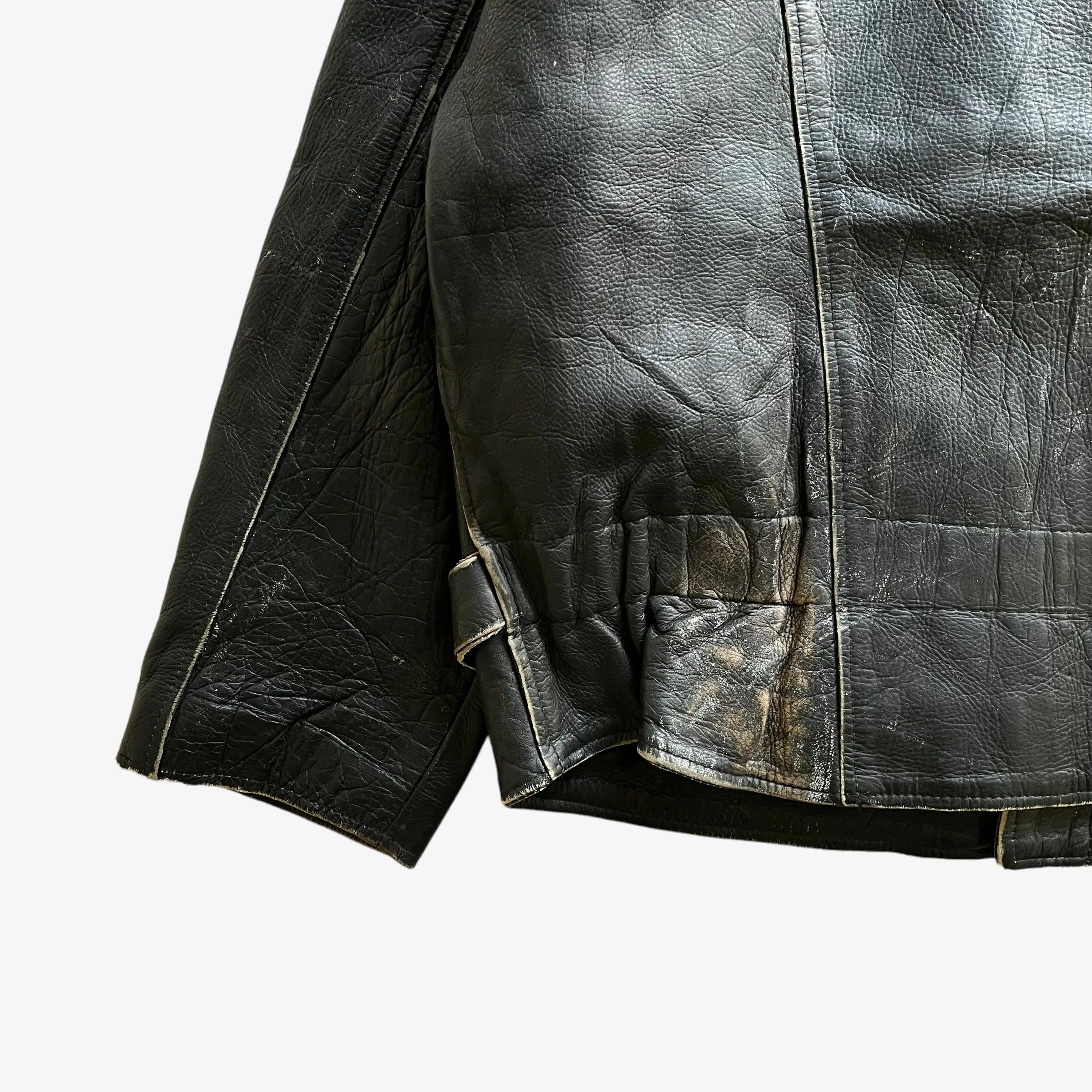 Chewan Leather Biker Jacket With Back Embroidered Spell Out