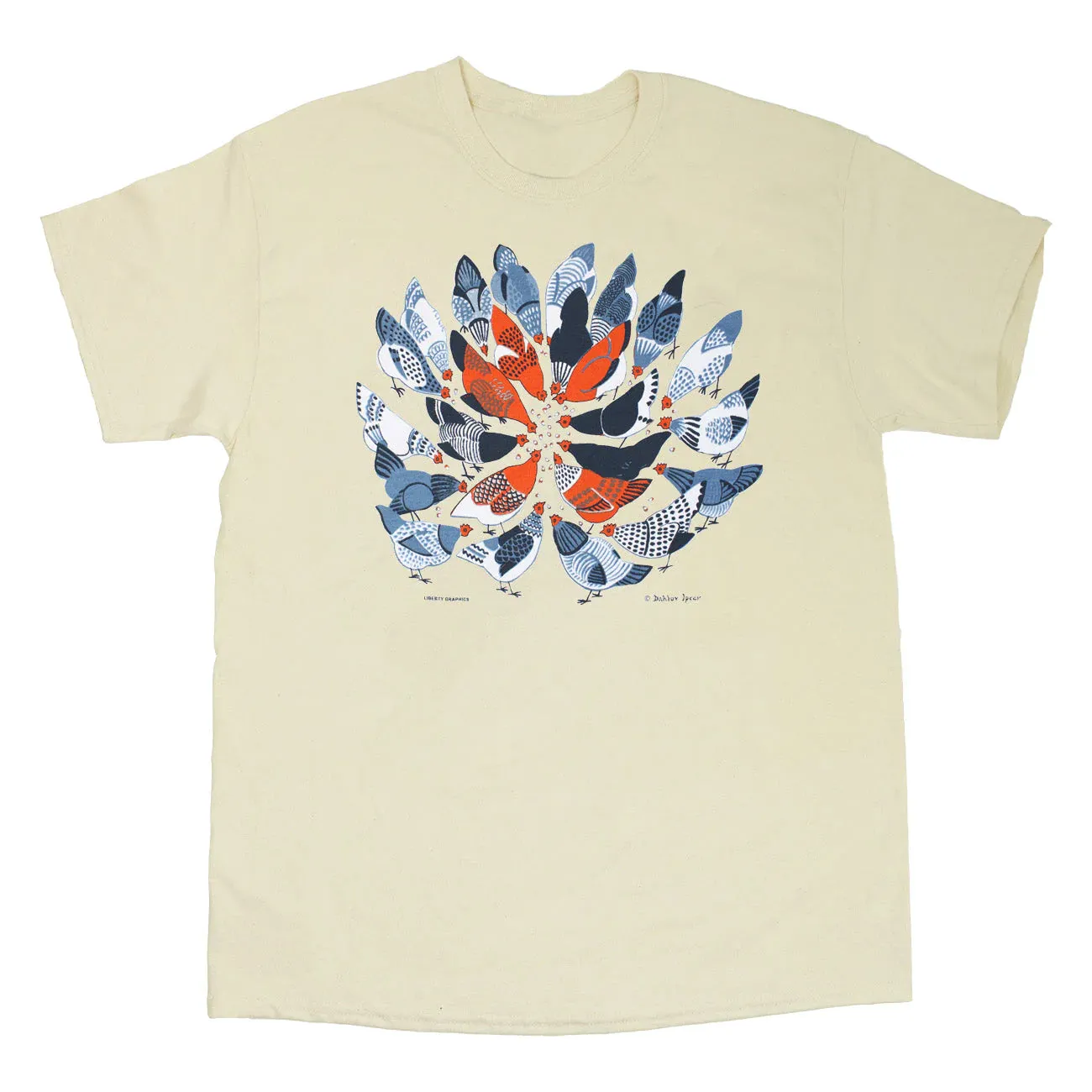 Chickens Unisex Adult Natural T-Shirt by Liberty Graphics