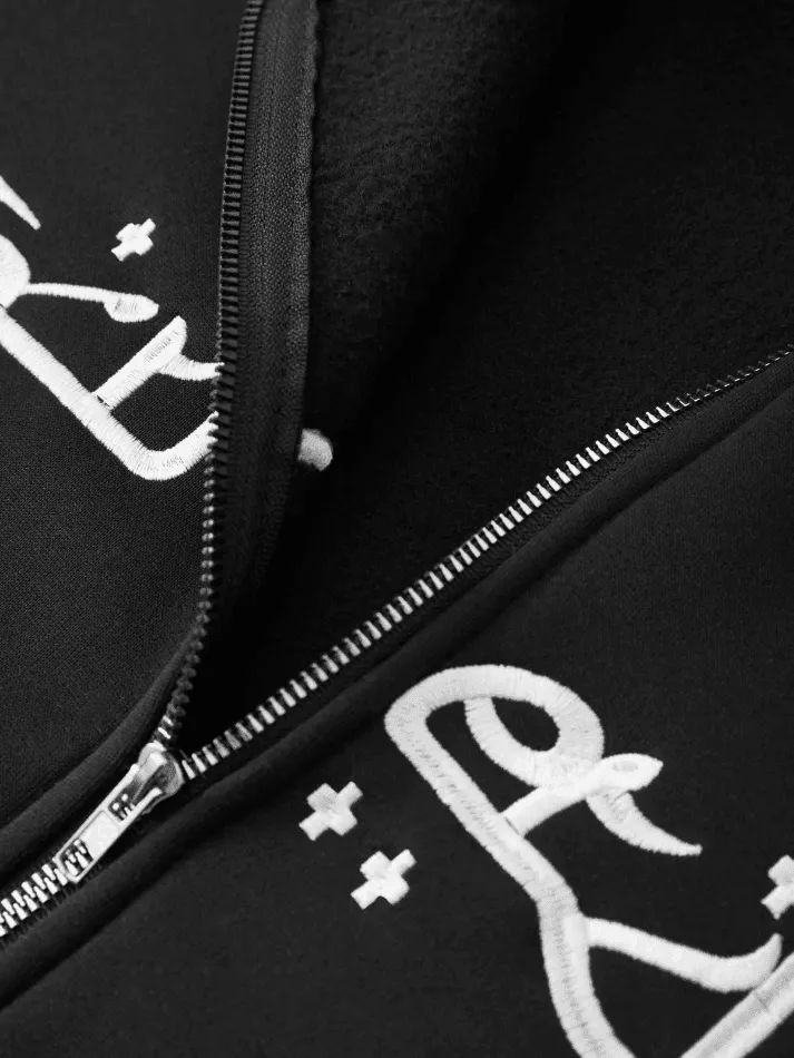 Chicmy-Men's Punk Star Embroidery Zip-Up Hoodie