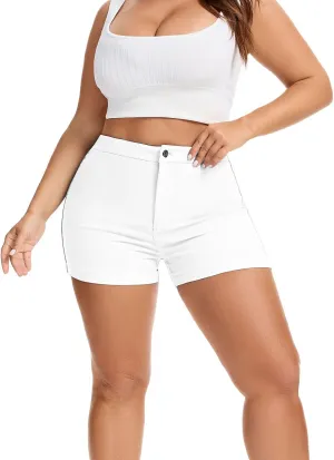 Chino Shorts for Women Elastic High Waist Summer Casual Shorts