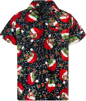 Christmas Button Down Shirts for Men 2024, Mens Button Down Christmas Shirt Short Sleeve Beach Printed Casual Shirts