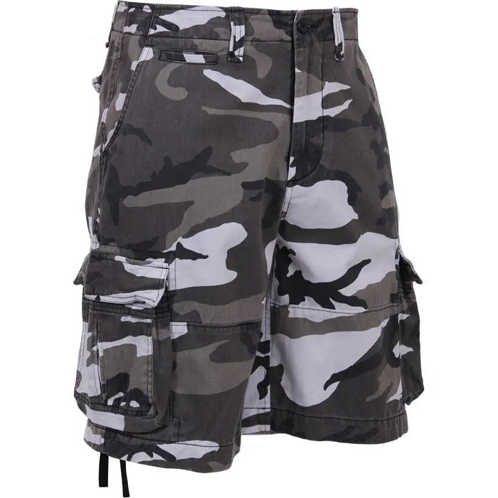 City Camouflage - Vintage Infantry Utility Army BDU Cargo Shorts - Heavyweight Cotton - Zipper Fly