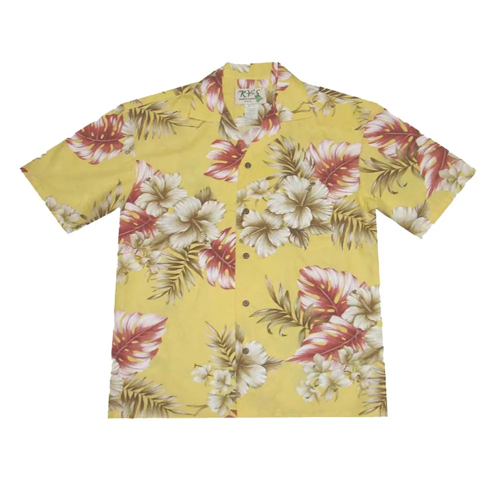 Classic Hibiscus Cotton Men's Aloha Shirt