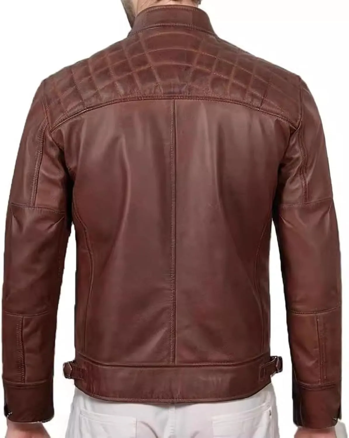 Classic Leather Jacket for Men PU Leather Motorcycle Jackets Fashion Zip Up Bomber Coat Windbreaker with Pockets