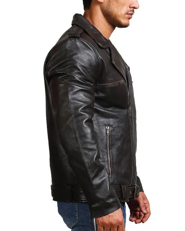 Classic Motorcycle Black Leather Jacket