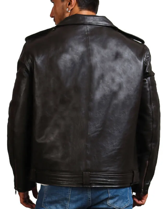 Classic Motorcycle Black Leather Jacket