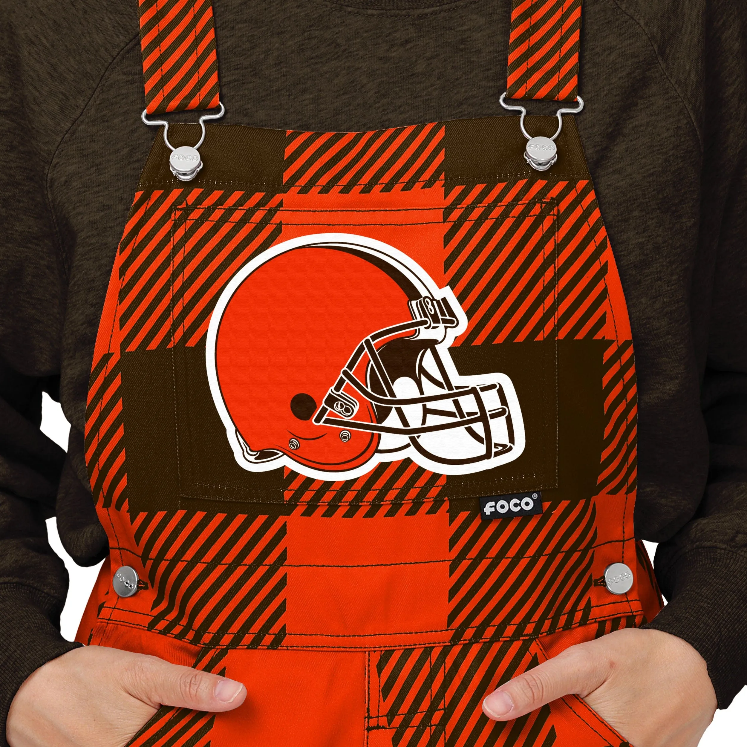 Cleveland Browns NFL Womens Plaid Bib Overalls