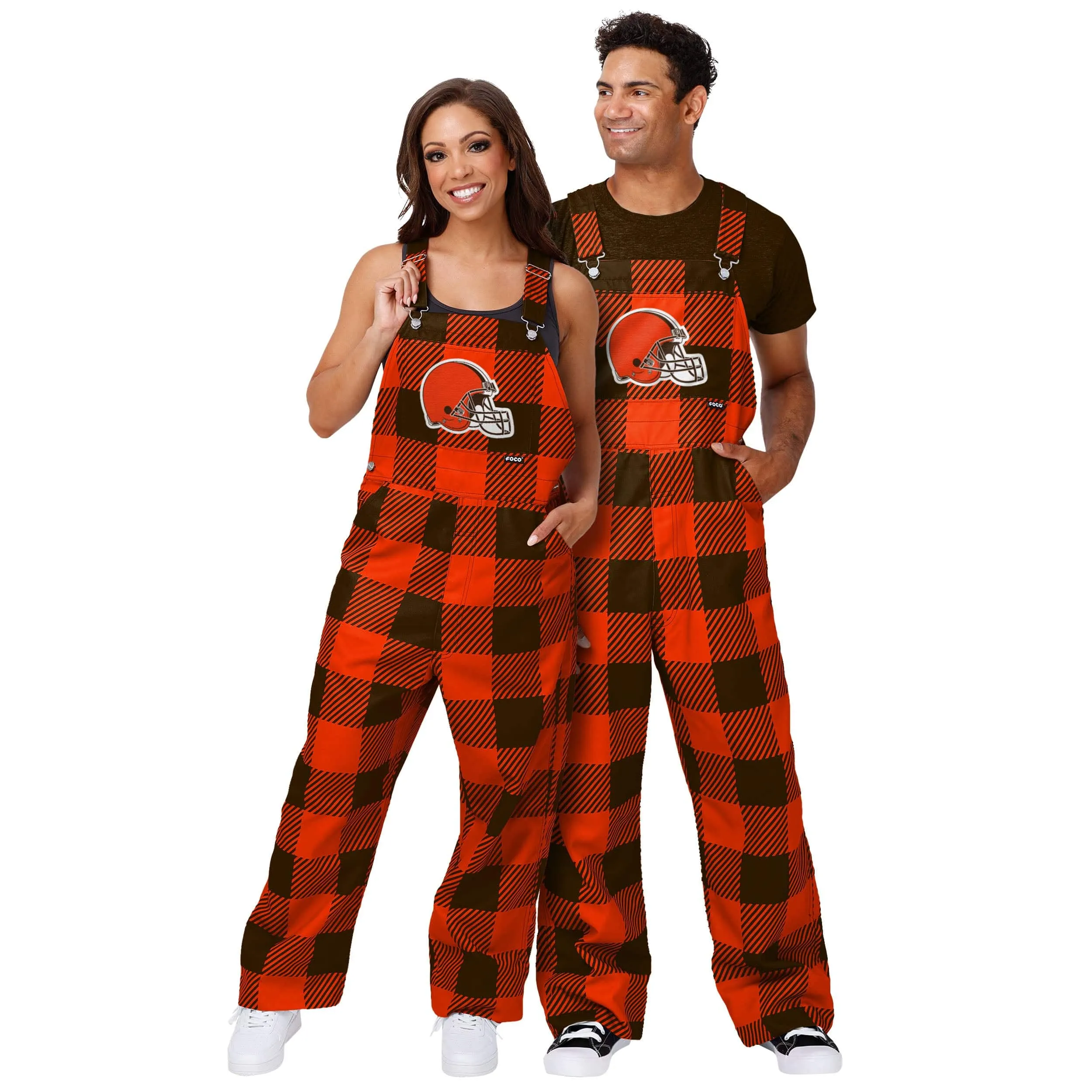 Cleveland Browns NFL Womens Plaid Bib Overalls