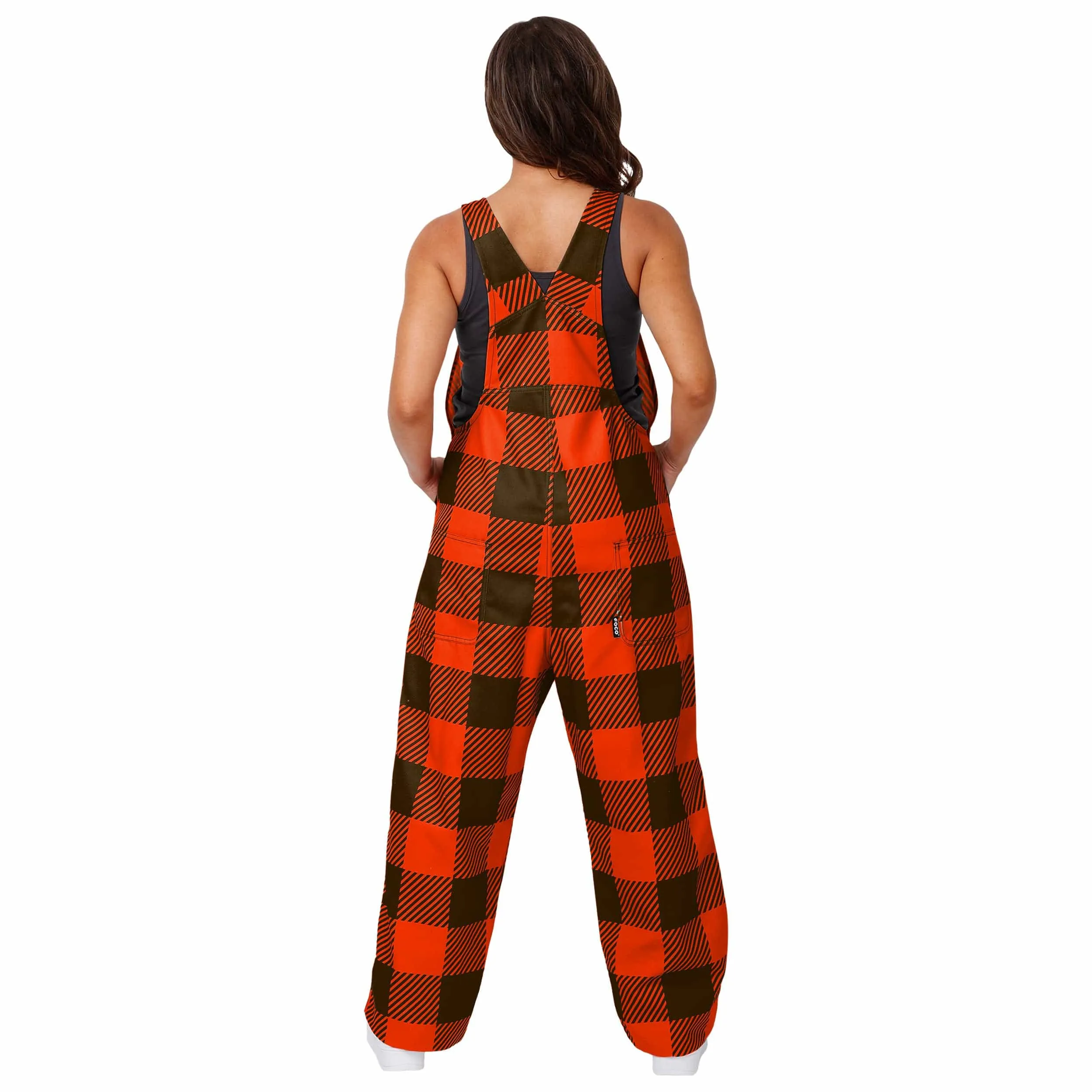 Cleveland Browns NFL Womens Plaid Bib Overalls