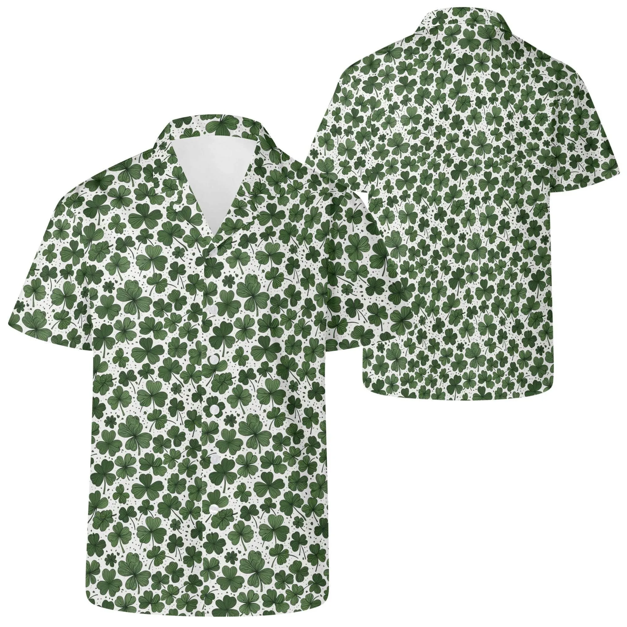 Clovers Mens Casual Hawaiian Shirt
