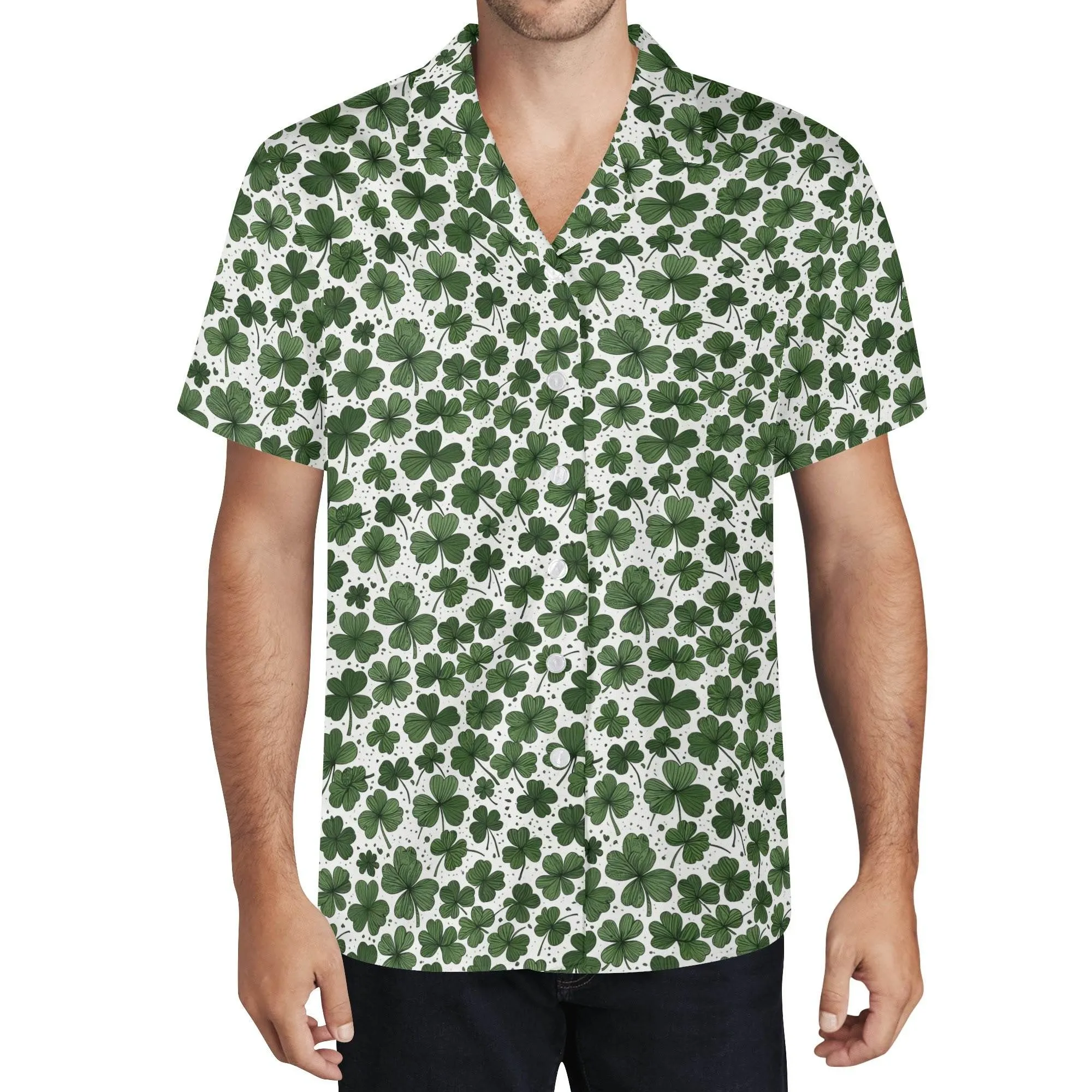 Clovers Mens Casual Hawaiian Shirt