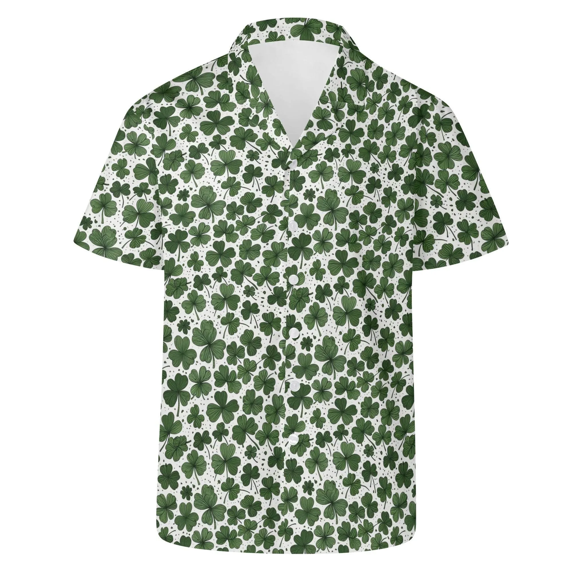 Clovers Mens Casual Hawaiian Shirt