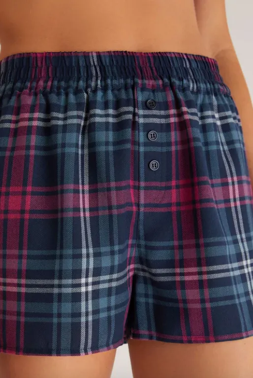 Co-Ed Plaid Boxer - Midnight Blue