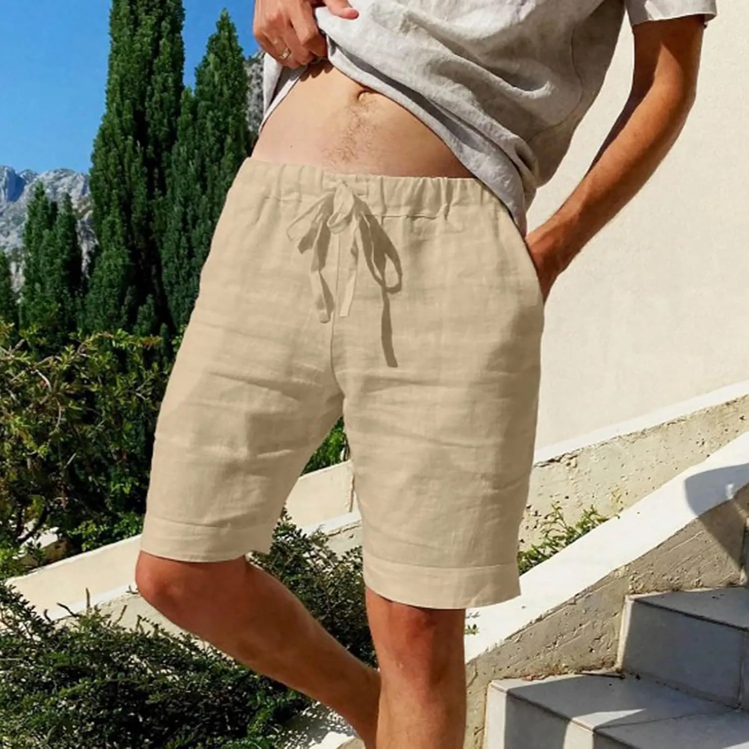 Compression Shorts Men with Pocket Mens Hiking Cargo Shorts Lightweight Casual Stretch Shorts Outdoor Fishing Golf Shorts
