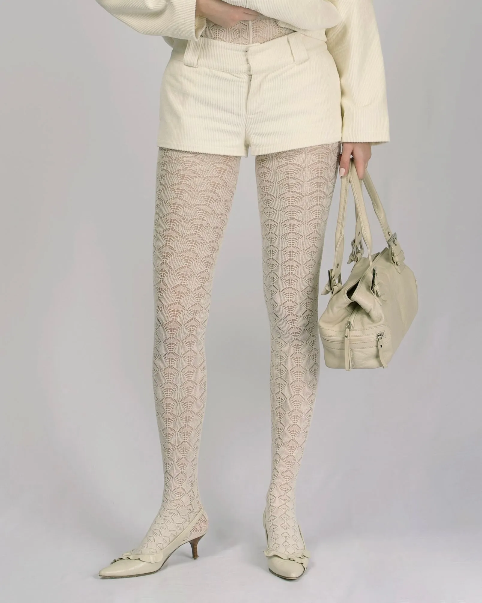 Cord Mini Shorts - Cream