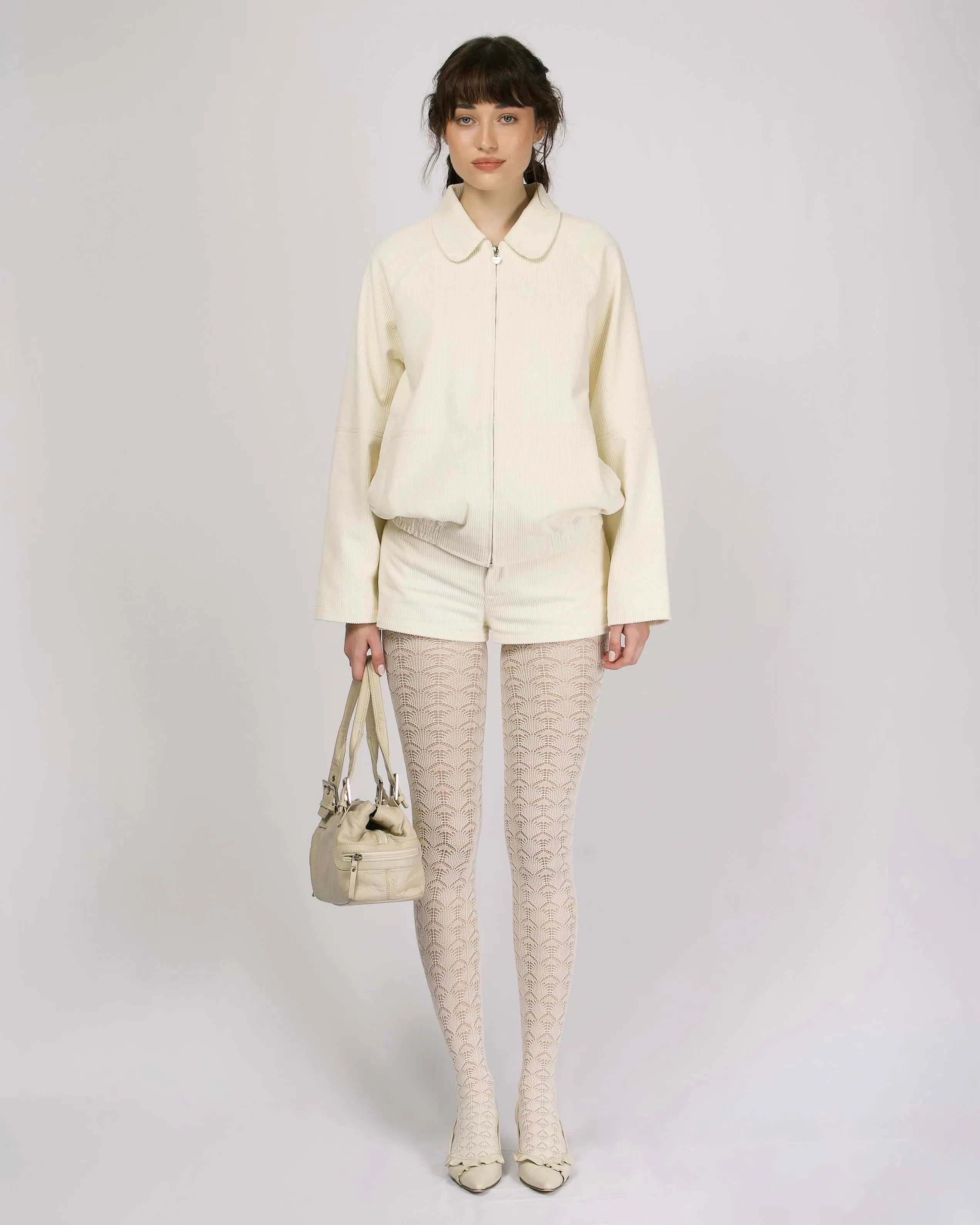 Cord Mini Shorts - Cream