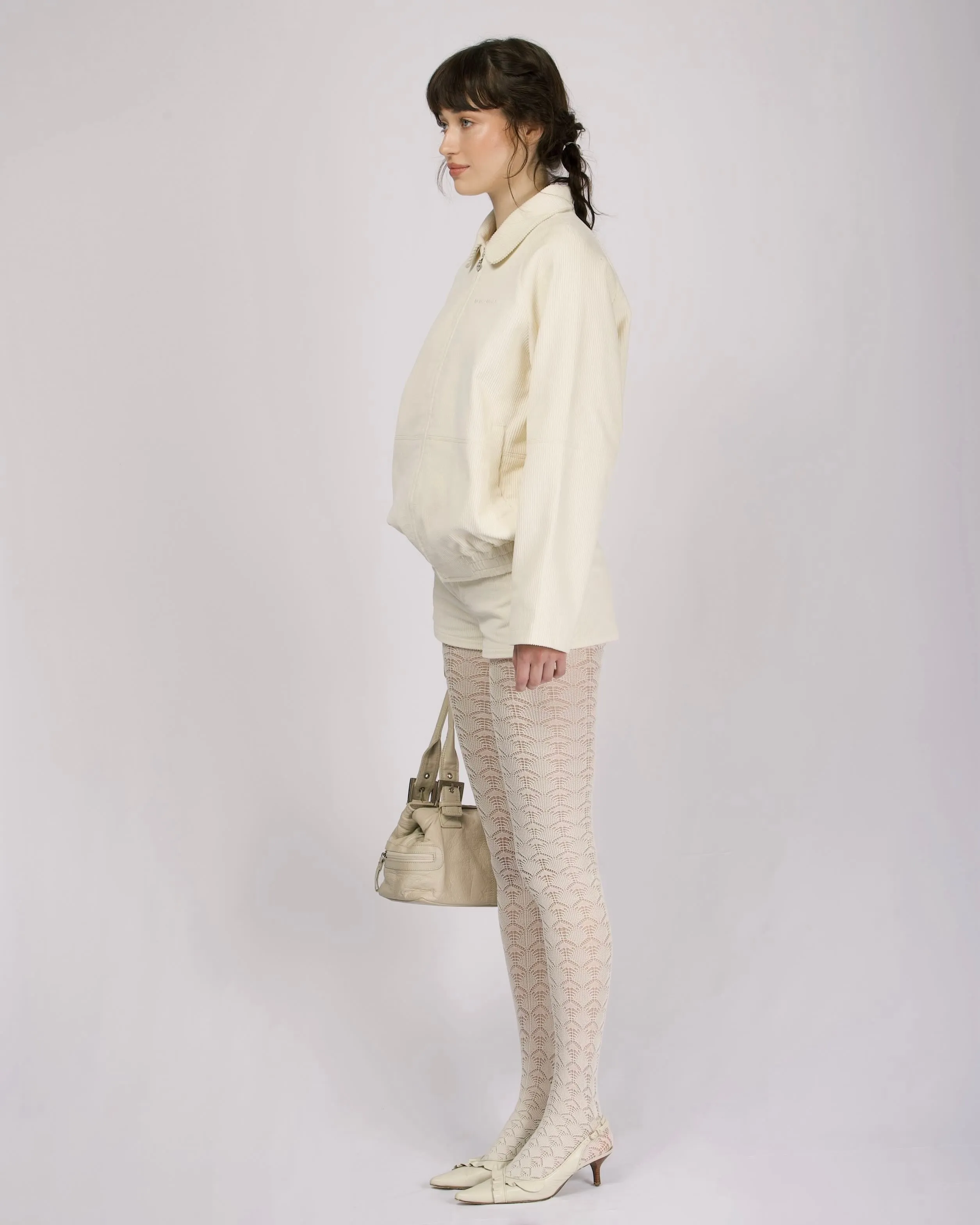 Cord Mini Shorts - Cream