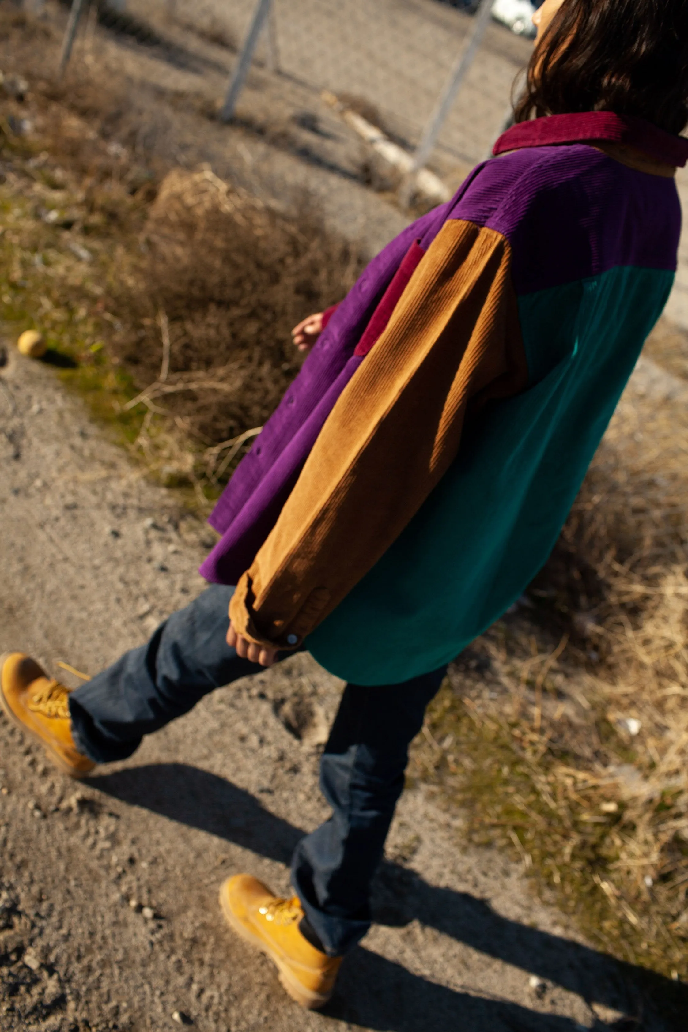 Corduroy Color Block Button Up