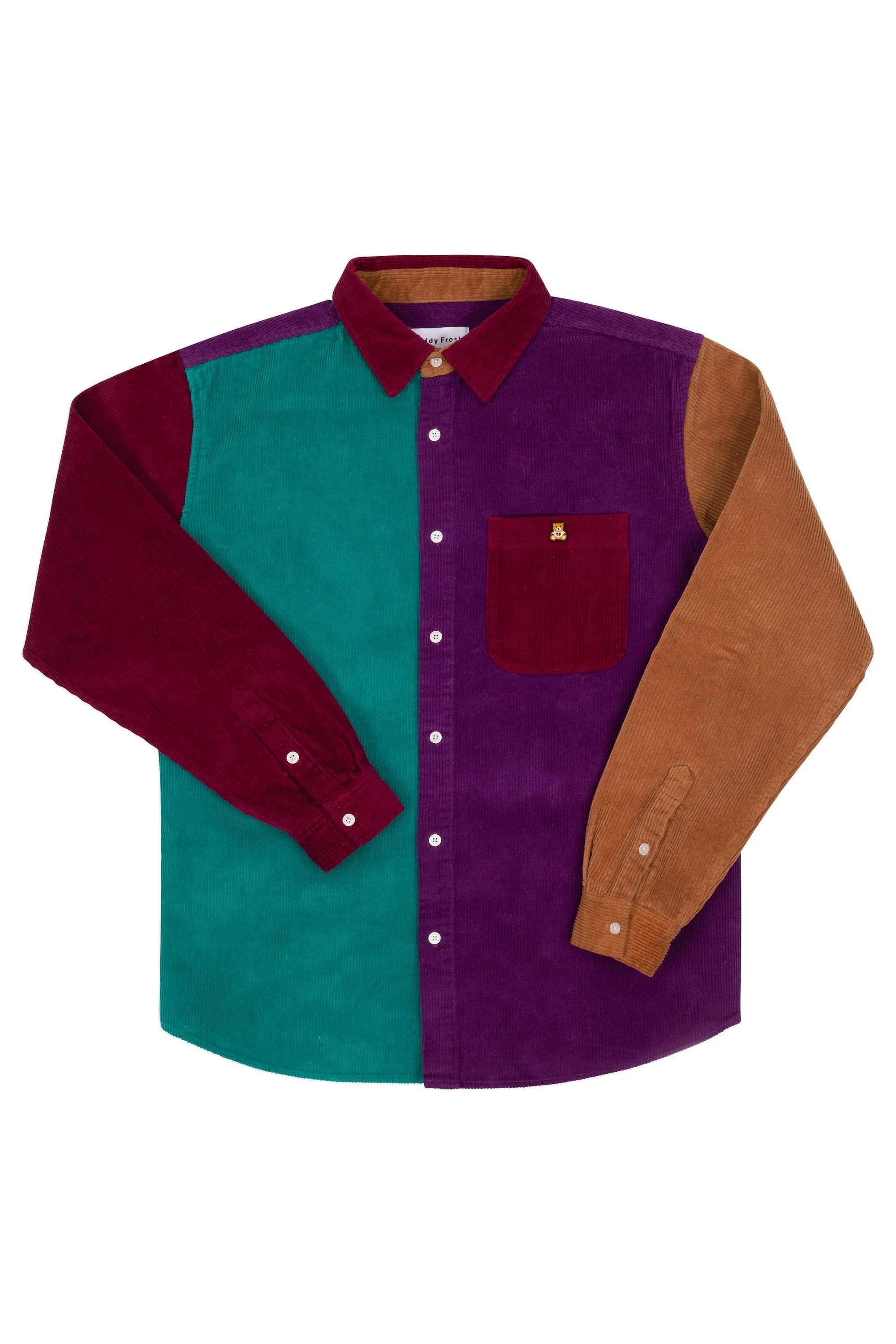 Corduroy Color Block Button Up