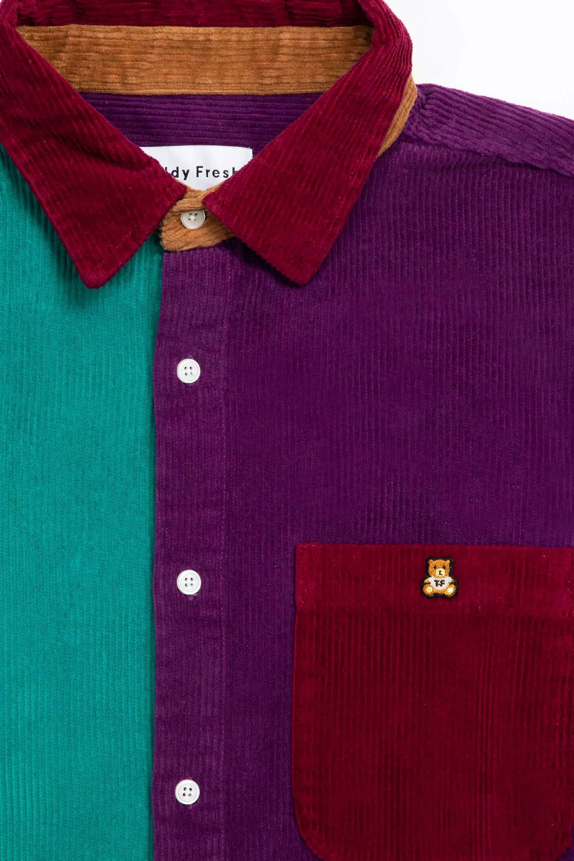 Corduroy Color Block Button Up