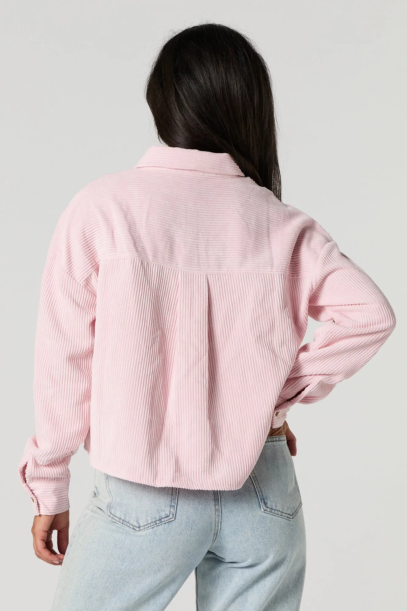 Corduroy Cropped Button-Up Top