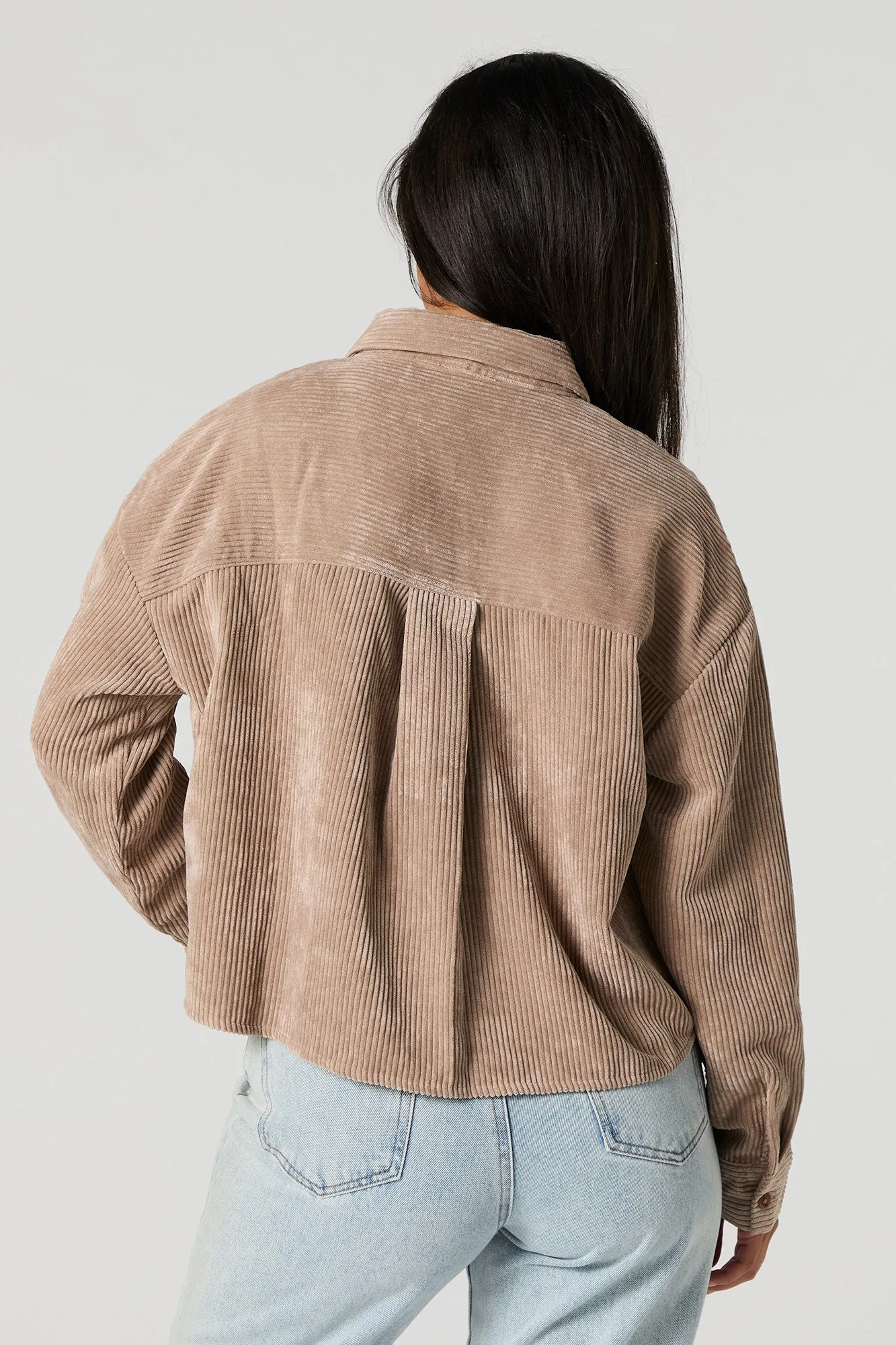 Corduroy Cropped Button-Up Top