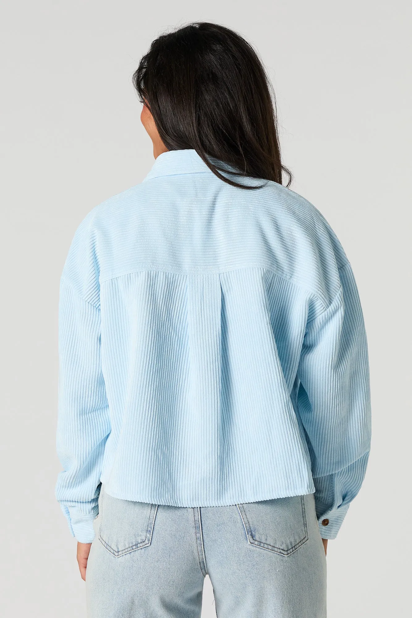 Corduroy Cropped Button-Up Top