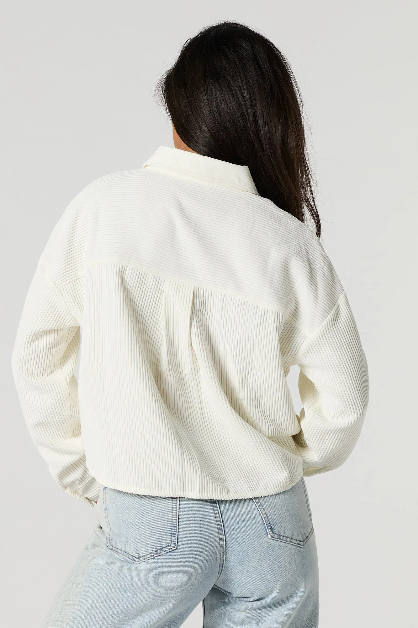 Corduroy Cropped Button-Up Top