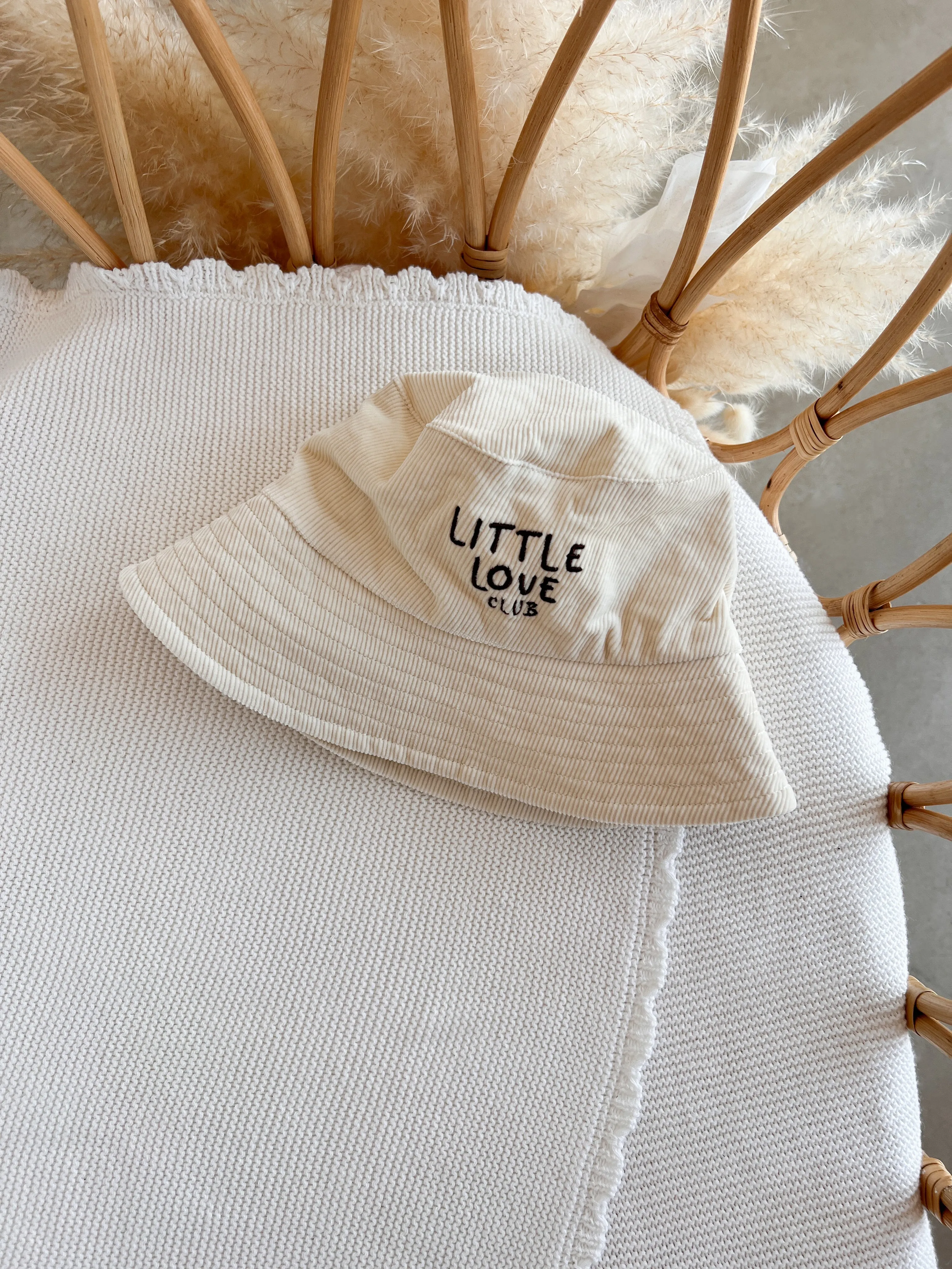 Corduroy 'Little Love Club' Overalls - Cream