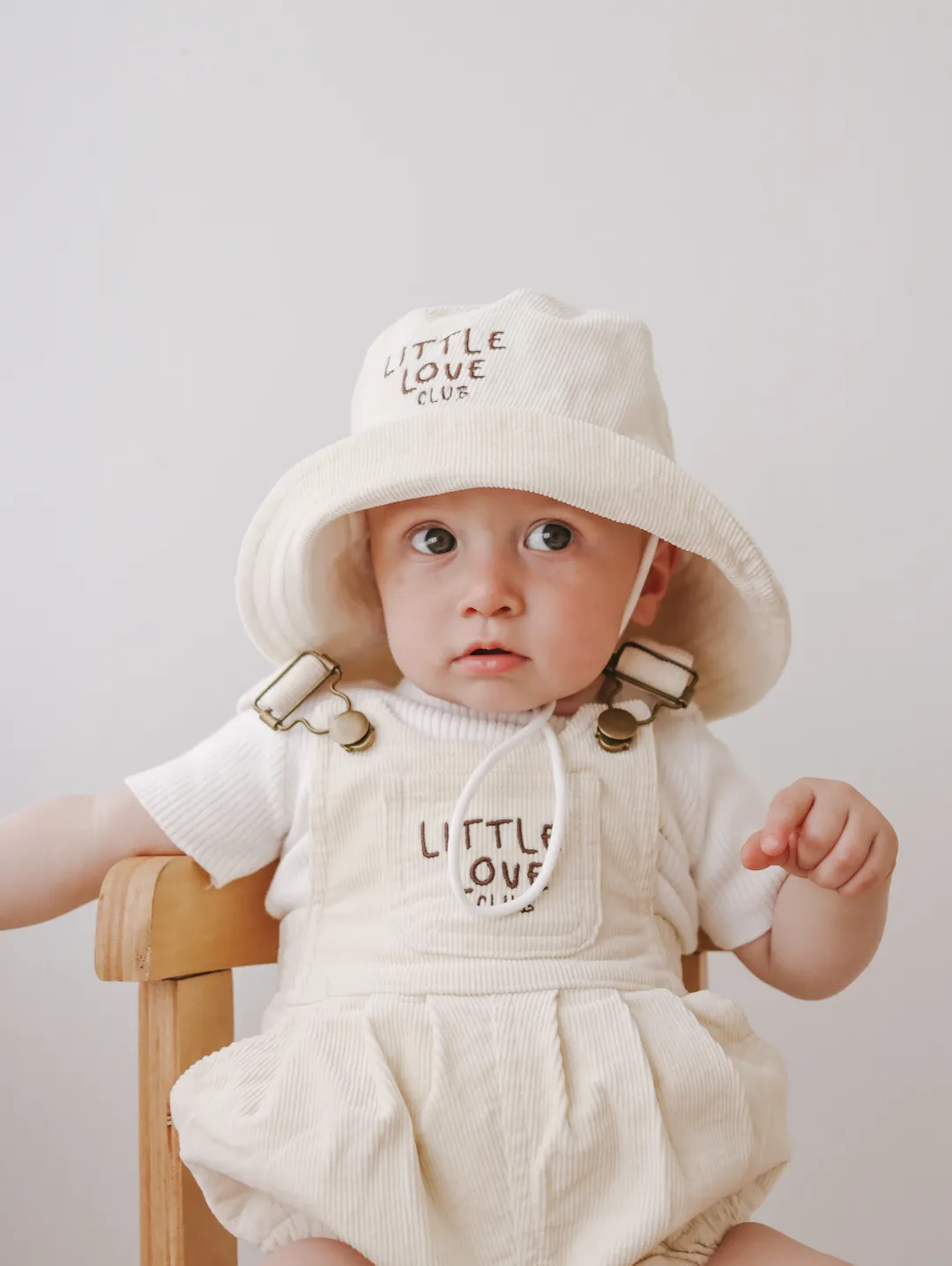Corduroy 'Little Love Club' Overalls - Cream