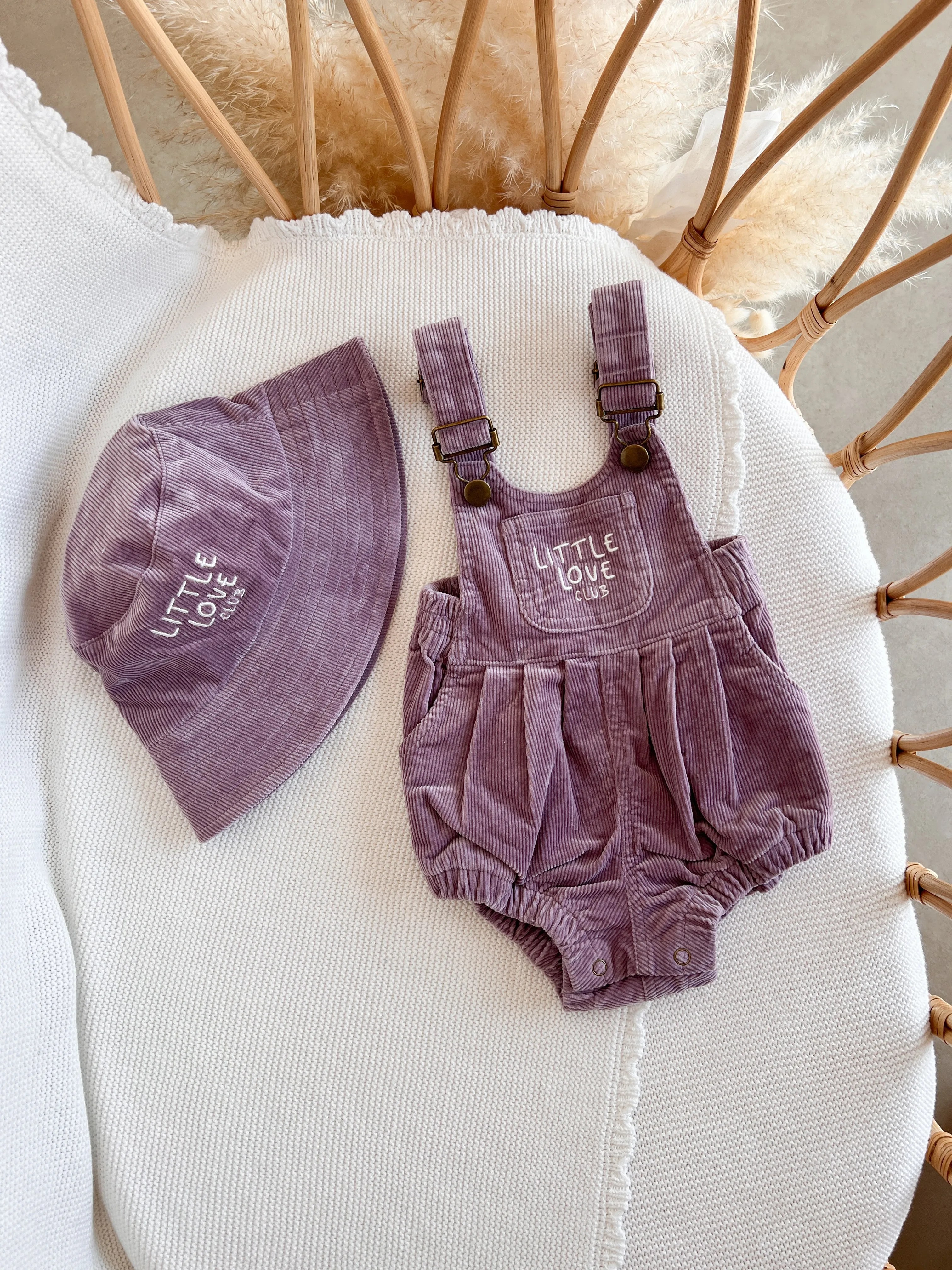 Corduroy 'Little Love Club' Overalls - Purple