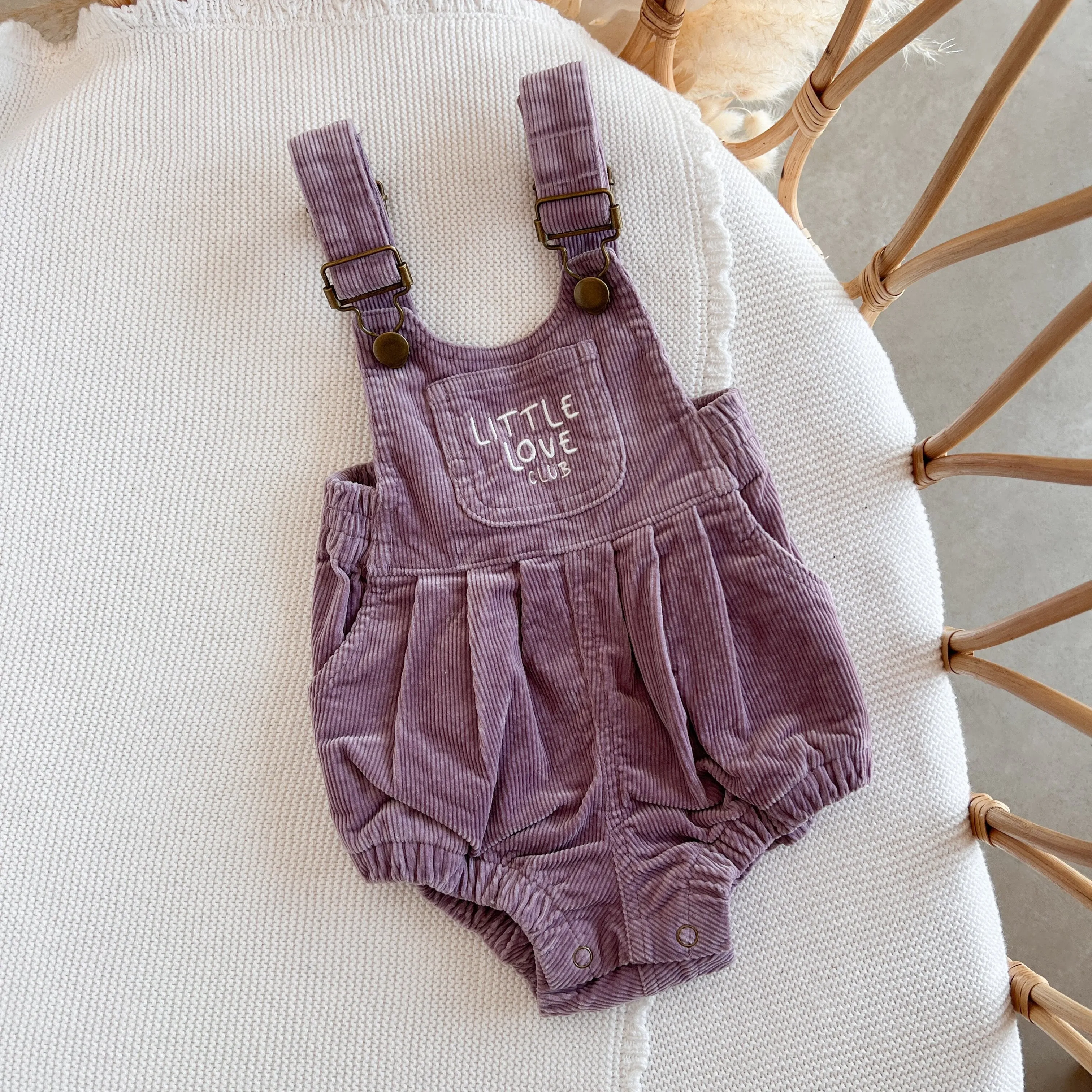 Corduroy 'Little Love Club' Overalls - Purple