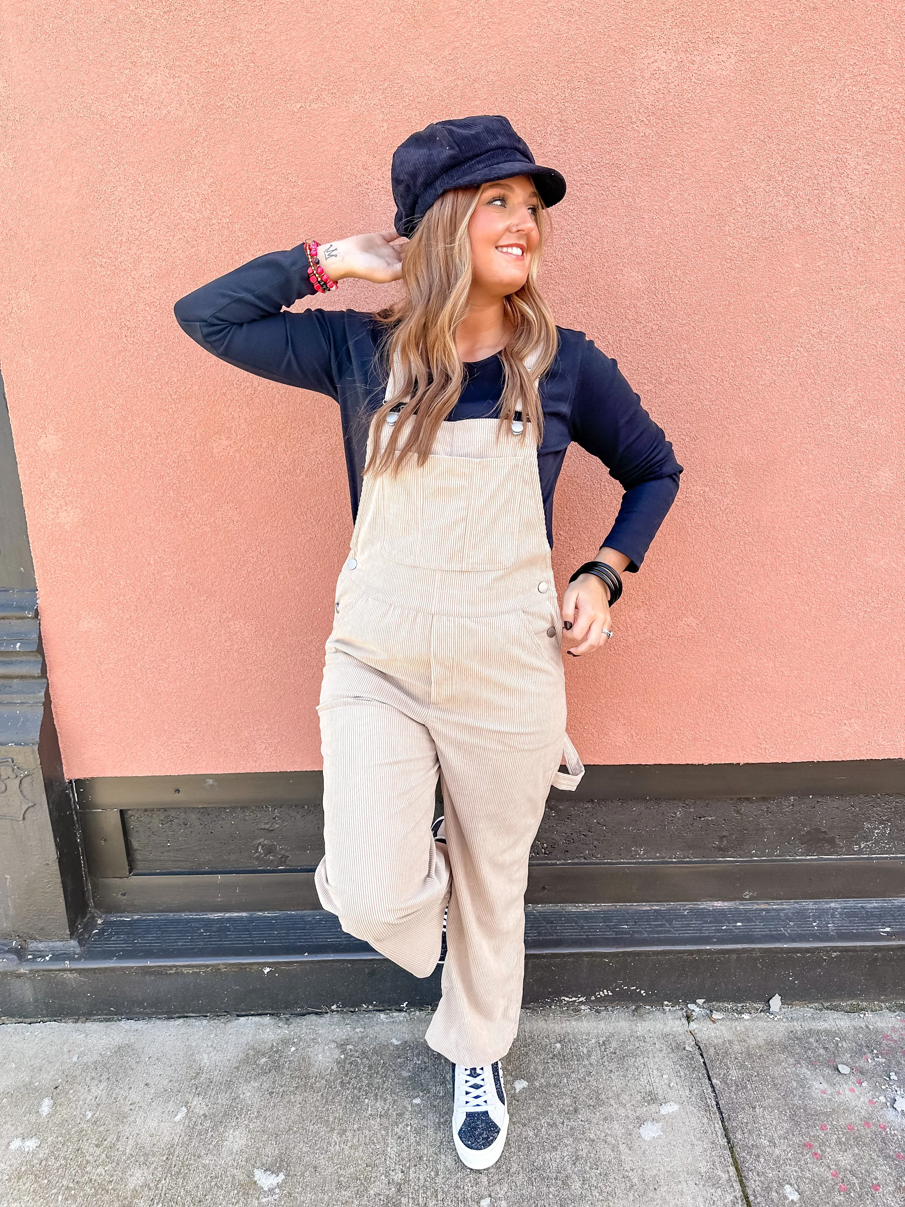 Corduroy Overalls - Beige